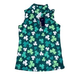 SONEVEN  Girls Sleeveless Shamrock Print V-Neck Top UPF 50+ Size youth lg